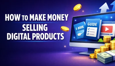 Featured image for the article about how to make money selling digital products.