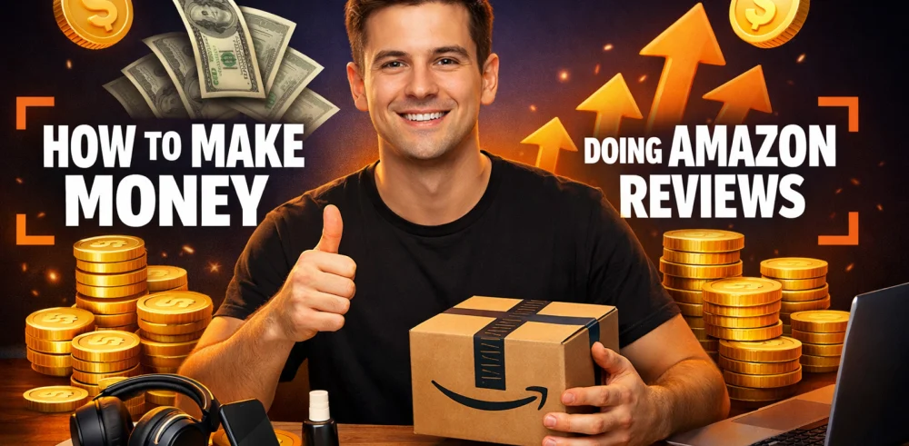 Featured image for the article about how to make money doing amazon reviews.