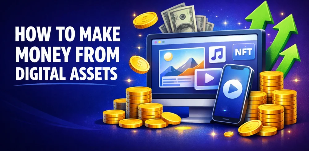 Featured image for the article about how to make money from digital assets.