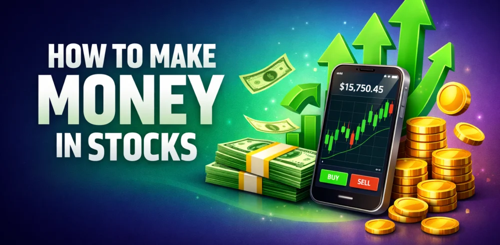 Featured image for the article about how to make money in stocks.