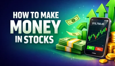 Featured image for the article about how to make money in stocks.