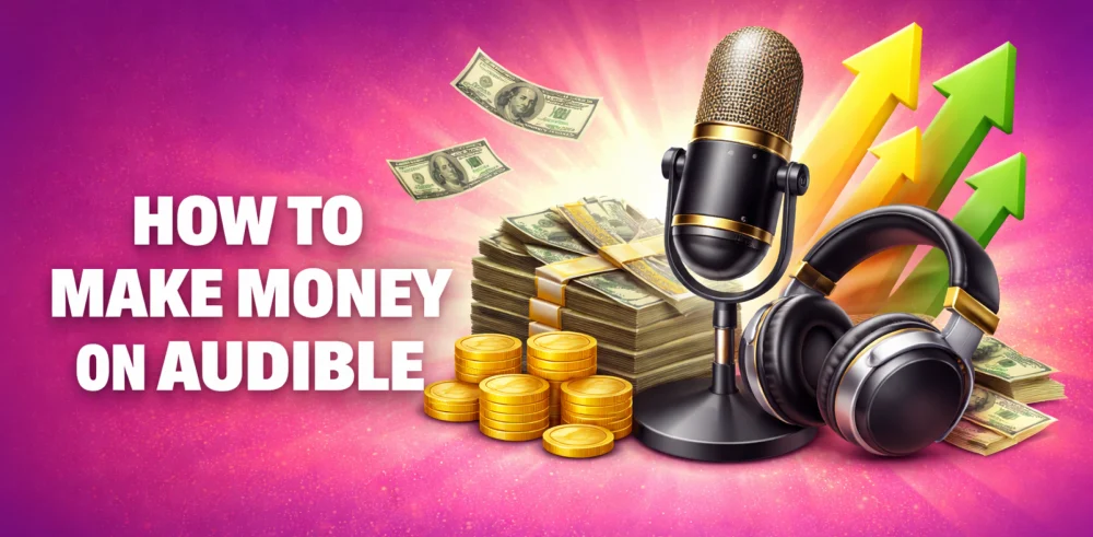Featured image for the article about how to make money on audible.