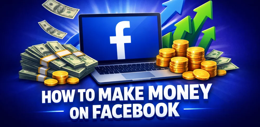 Featured image for the article about how to make money on facebook.