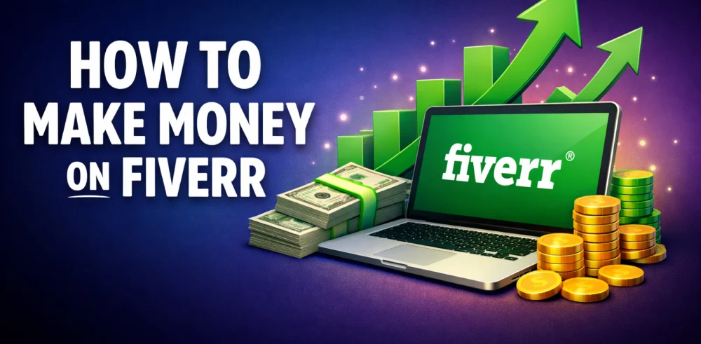 Featured image for the article about how to make money on fiverr.
