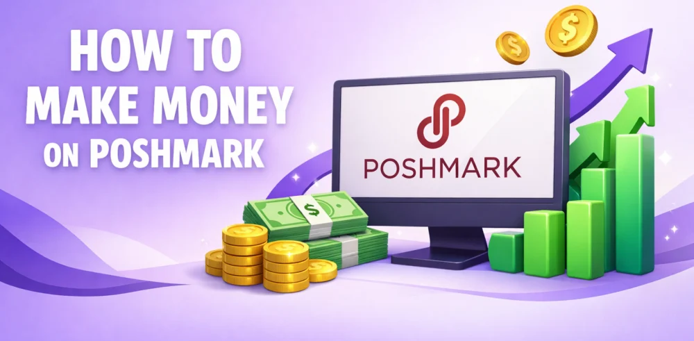 Featured image for the article about how to make money on poshmark.