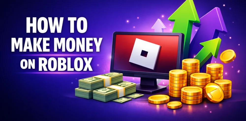 Featured image for the article about how to make money on roblox.