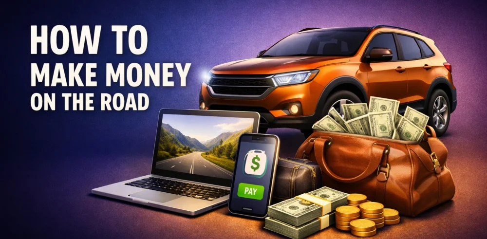 Featured image for the article about how to make money on the road.