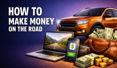 Featured image for the article about how to make money on the road.