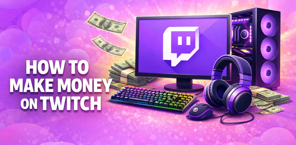 Featured image for the article about how to make money on twitch.