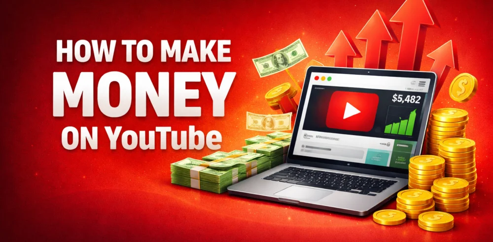 Featured image for the article about how to make money on youtube.