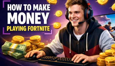 Featured image for the article about how to make money playing fortnite.