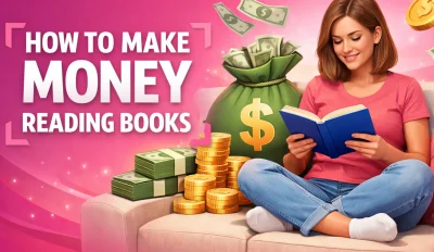 Featured image for the article about how to make money reading books.