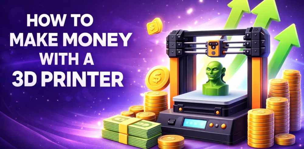 Featured image for the article about how to make money with a 3d printer.