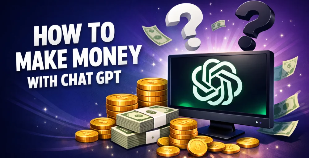 Featured image for the article about how to make money with chat gpt.