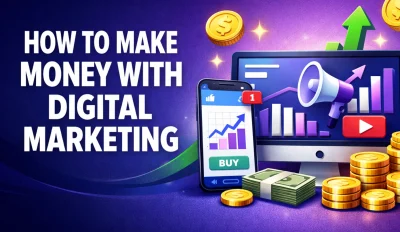 Featured image for the article about how to make money with digital marketing.