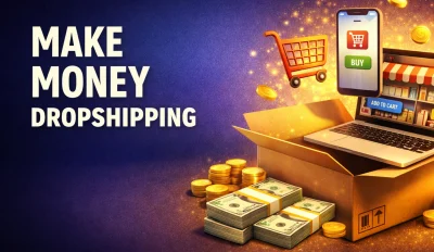Featured image for the article about how to make money dropshipping.