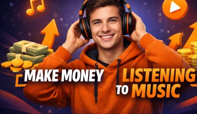 Featured image for the article about how to make money listening to music.