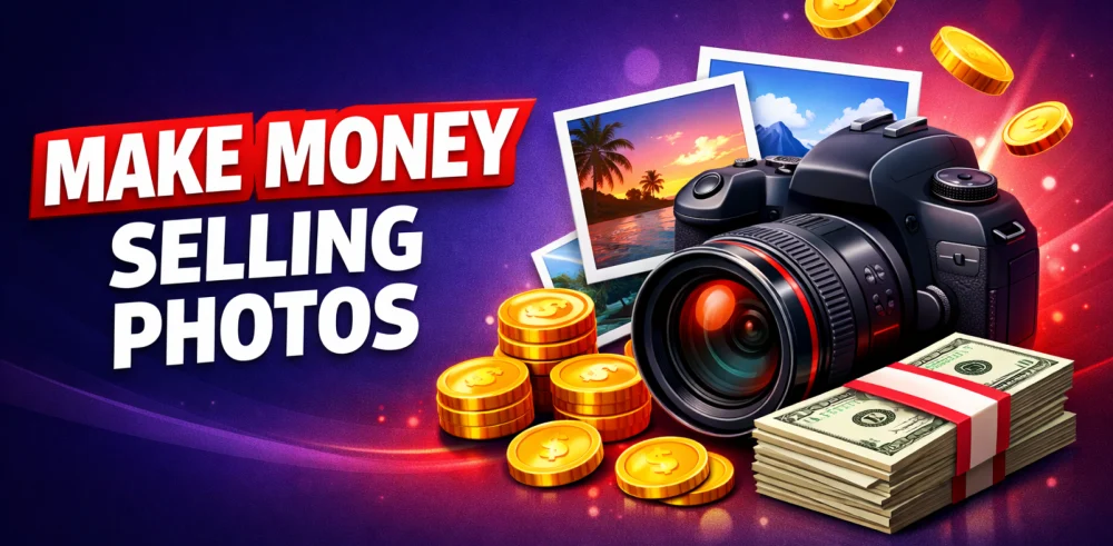 Featured image for the article about how to make money selling photos.