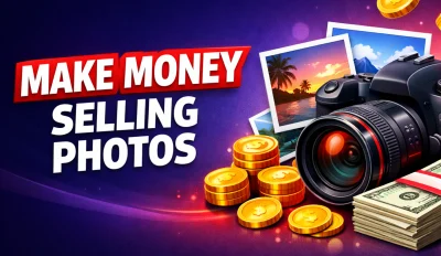 Featured image for the article about how to make money selling photos.