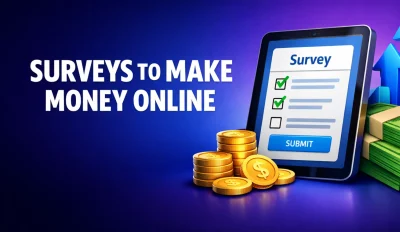 Featured image for the article about surveys to make money online.