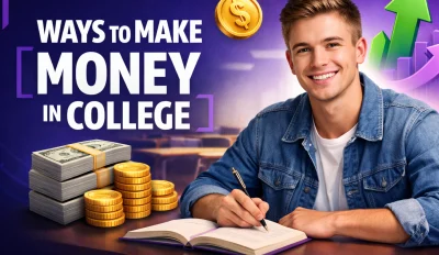 Featured image for the article with ways to make money in college.