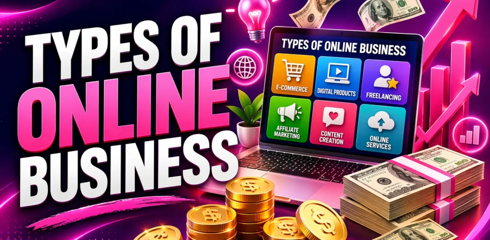 Featured image for an article on types of online business