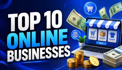 Featured image for an article covering top ten online businesses