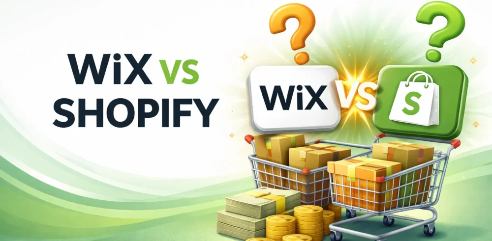 Featured image for an article comparing Wix vs Shopify