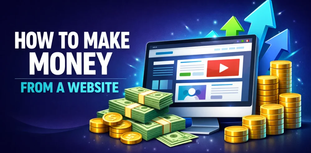 Featured image for an article on how to make money from a website