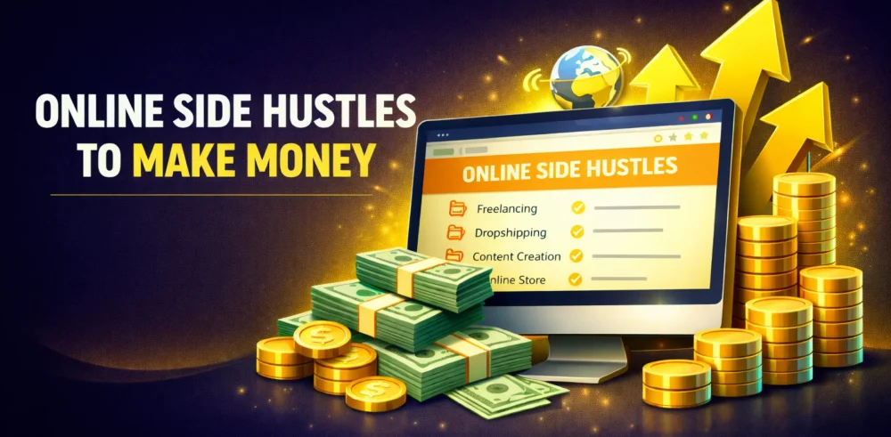 Featured image for an article about online side hustles to make money