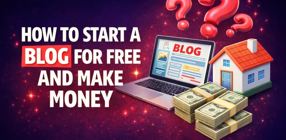 Featured image for an article on how to start a blog for free and make money