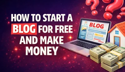 Featured image for an article on how to start a blog for free and make money