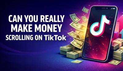 Featured image for an article answering the question "can you really make money scrolling on TikTok?"