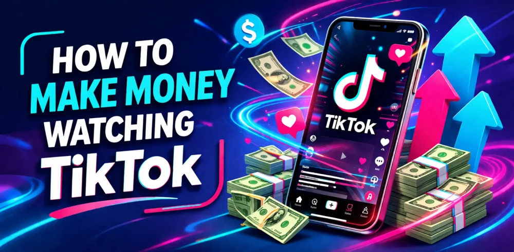 Featured image for an article on how to make money watching TikTok