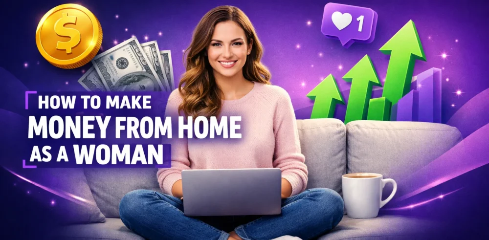 Featured image for an article on how to make money from home as a woman