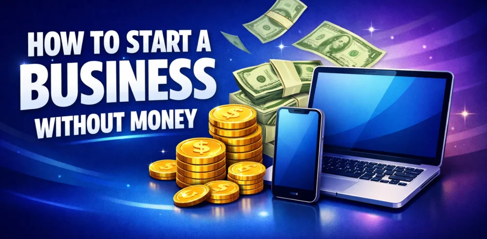 Featured image for an article on how to start a business without money