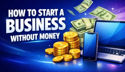 Featured image for an article on how to start a business without money