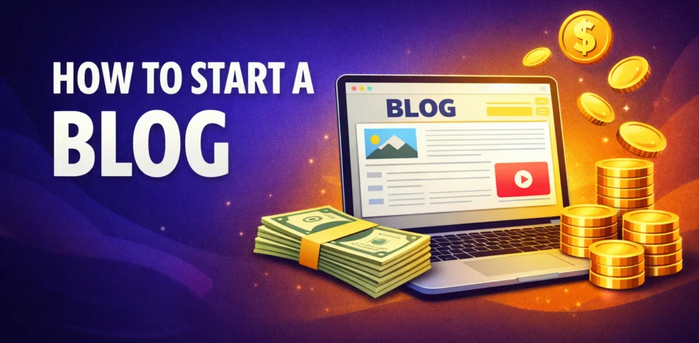 Featured image for an article on how to start a blog