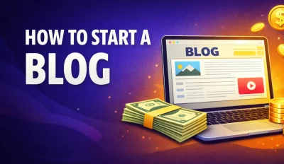 Featured image for an article on how to start a blog