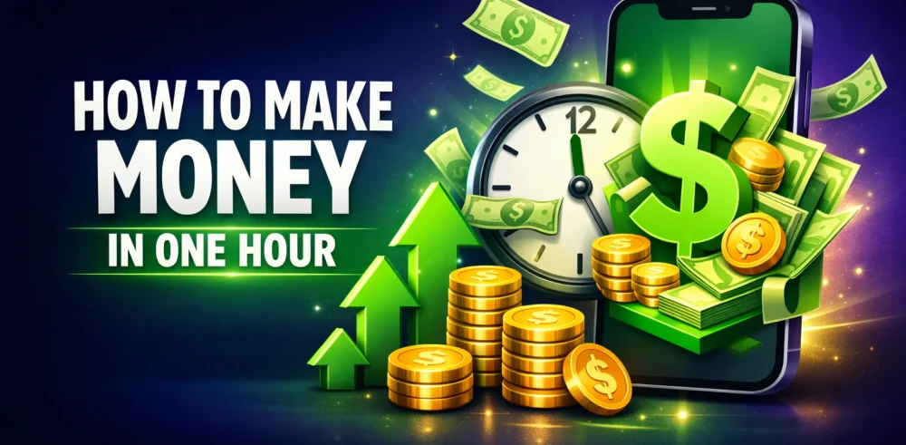 Featured image for an article on how to make money in one hour