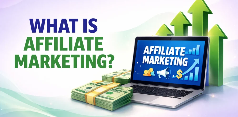 Featured image for an article covering "what is affiliate marketing?"