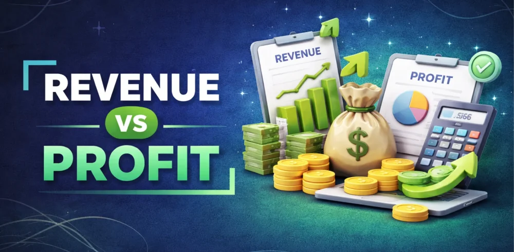 Featured image for an article on understanding revenue vs profit
