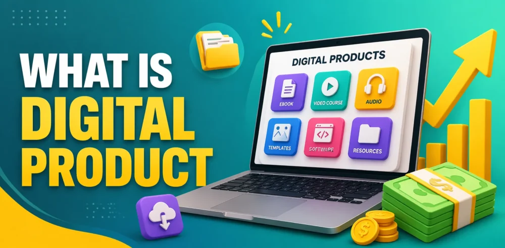 Featured image for an article covering the question "what is a digital product?"