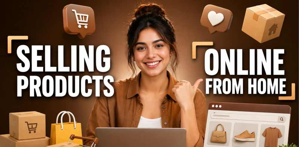 Featured image for an article on selling products online from home