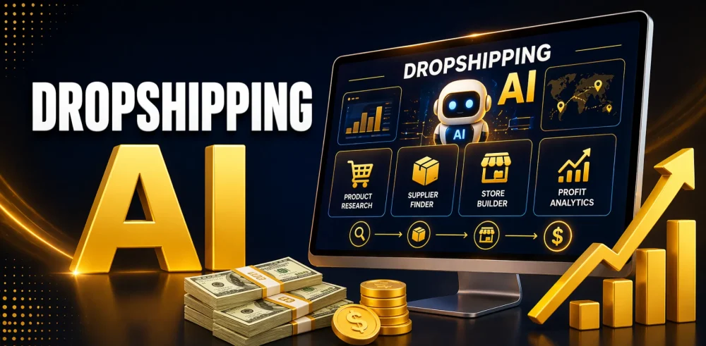 Featured image for an article on dropshipping AI