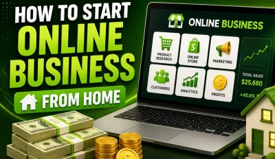 Featured image for an article on how to start online business from home