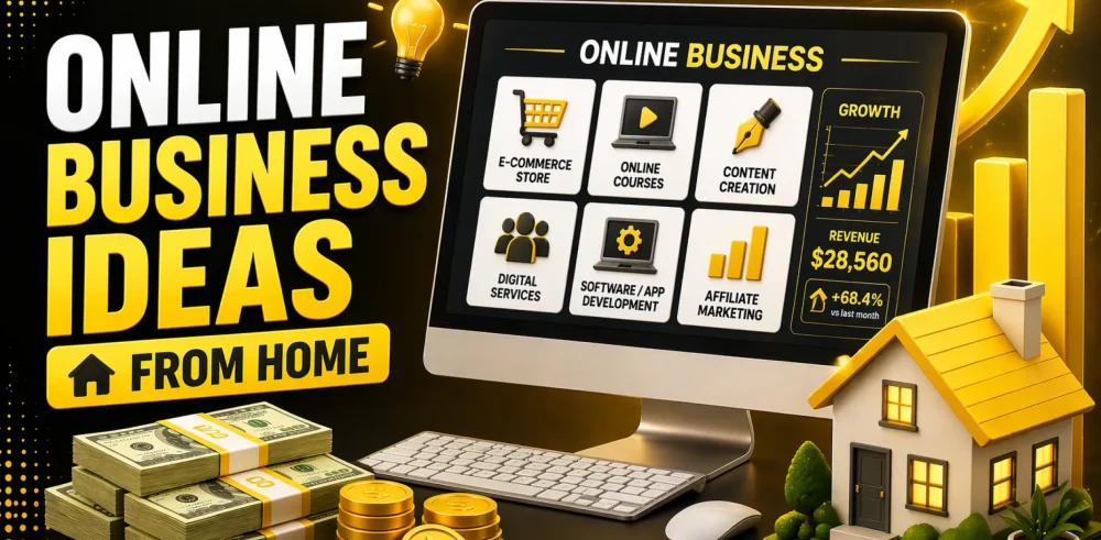 Featured image for an article about online business ideas from home
