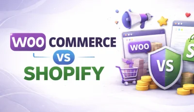 Featured image for an article comparing WooCommerce vs Shopify
