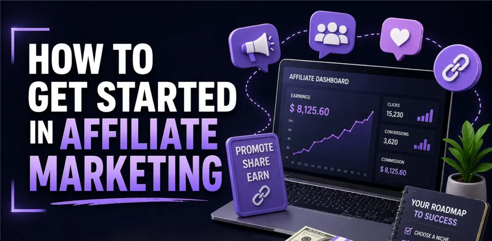 Featured image for an article on how to get started in affiliate marketing