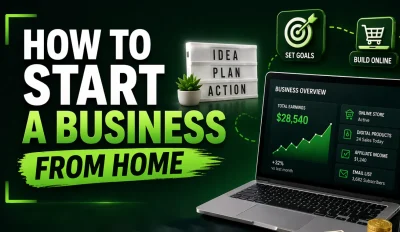 Featured image for an article on how to start a business from home